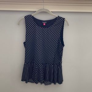 Vince Camuto Polka Dot Peplum blouse